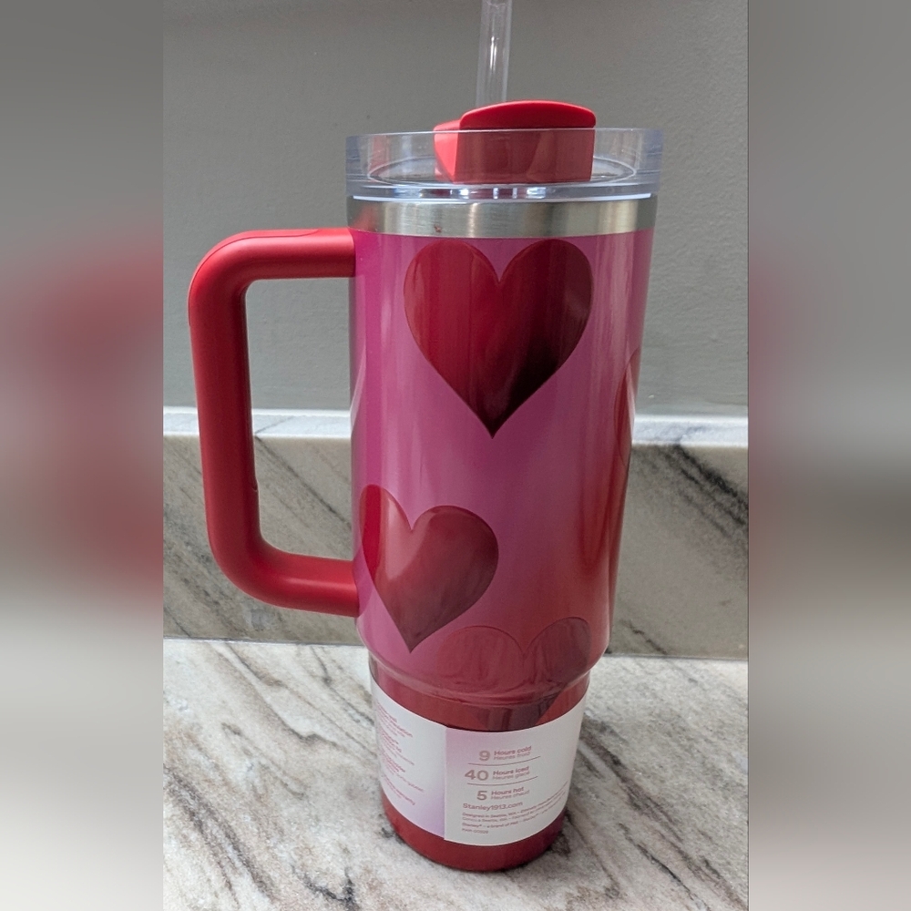 Stanley And Target Colab Heart Design Tumbler with Lid and Straw - Picture 2 of 3